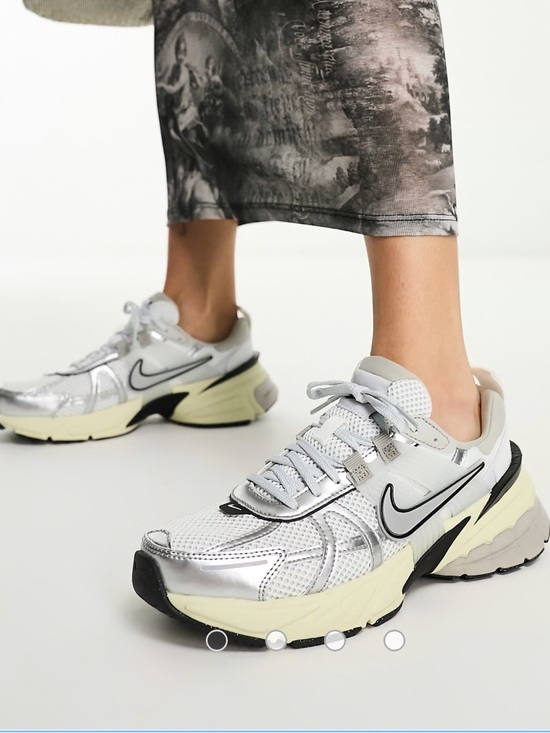 Nike Shoes - Nike V2k women size 9.5 Silver, White & Black Women's Chunky Lace-Up Sneakers
